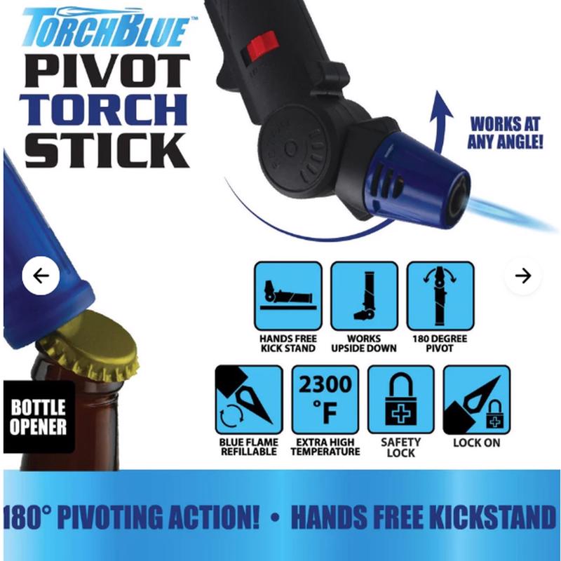Torch Blue Blue Pivot Torch Stick Disposable Torch Lighter 12 oz 6 pk