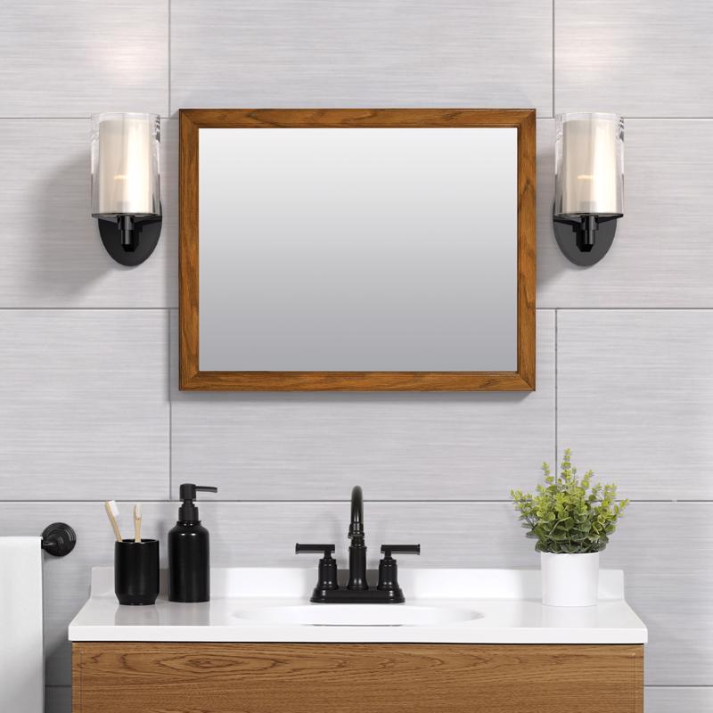 Zenna Home 25 in. H X 20 in. W Bathroom Mirror Matte Brown