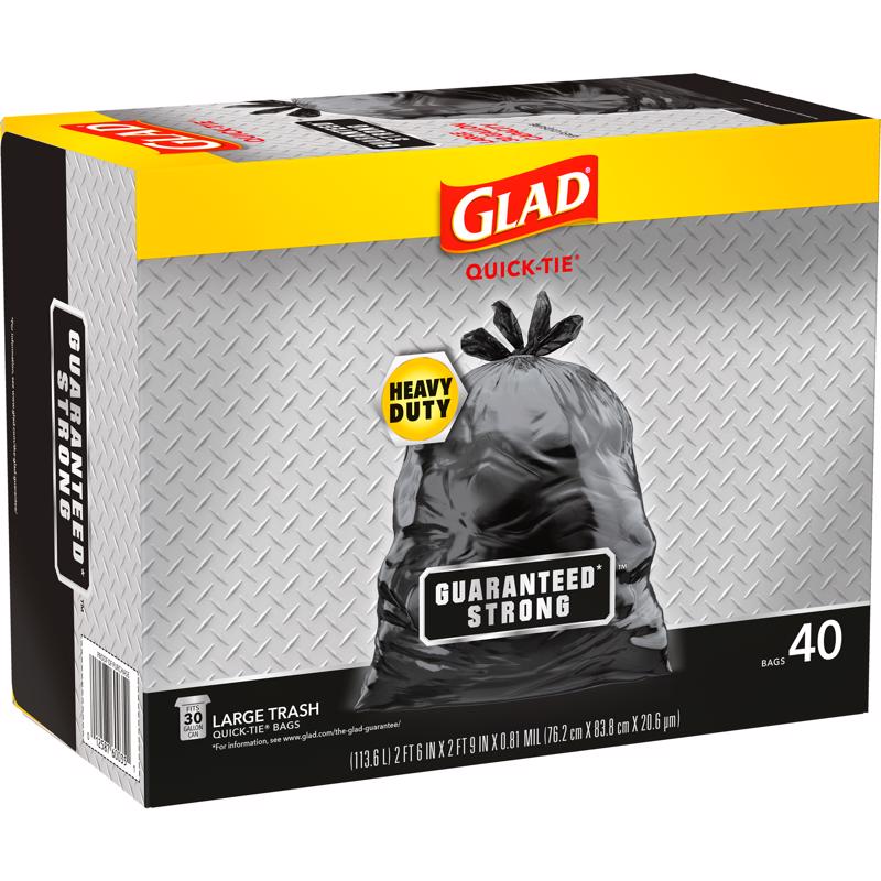 Glad 30 gal Trash Bags Quick Tie 40 pk