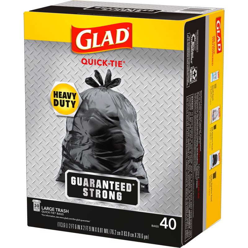 Glad 30 gal Trash Bags Quick Tie 40 pk