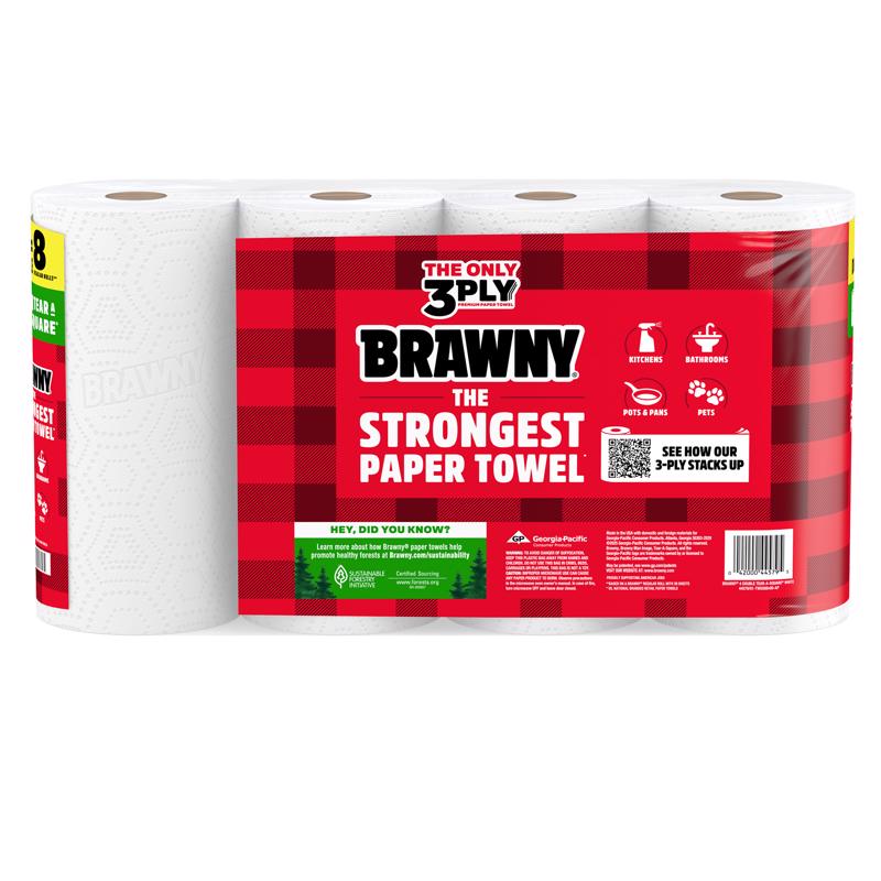 Brawny Tear-A-Square Paper Towels 76 sheet 3 ply 4 pk