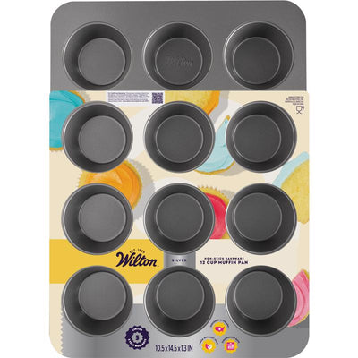 Wilton Silver 15 in. W X 11 in. L Muffin Pan Gray