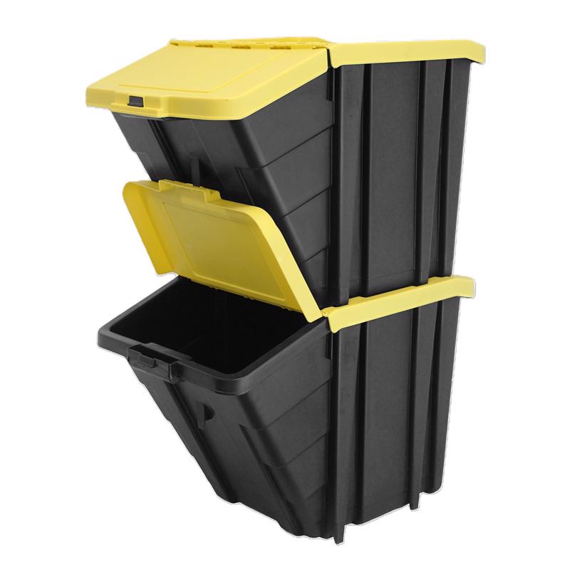 Ramtuff 16 gal Black/Yellow Storage Bin Lid Stackable