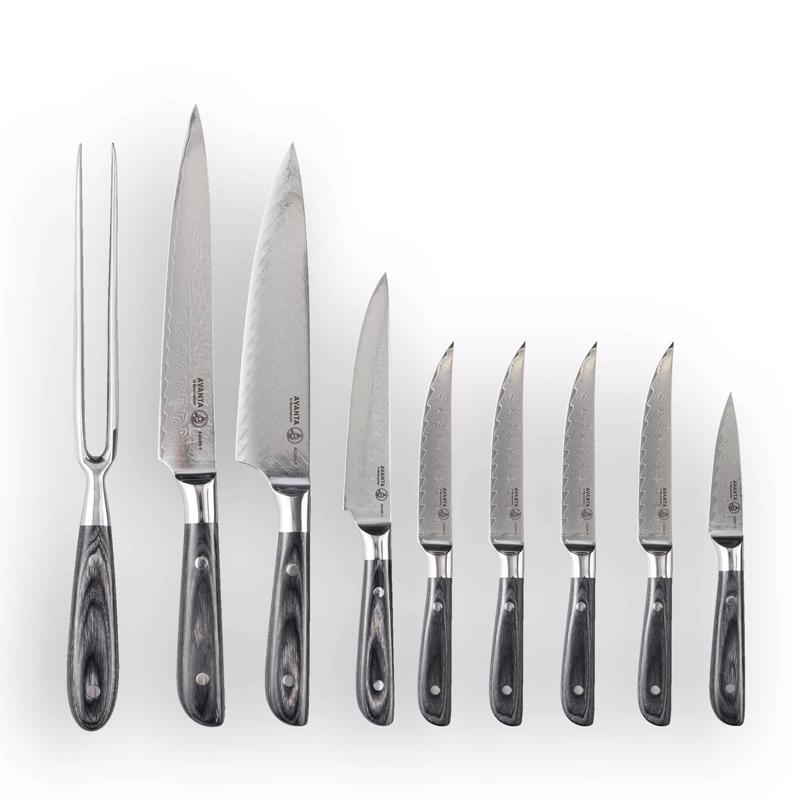 Messermeister Avanta Damascus Steel Block Knife Set 10 pc