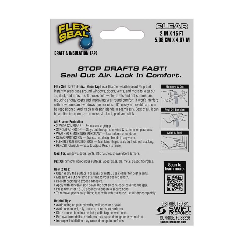Flex Seal Family of Products Flex Seal Draft & Insulation Tape 2 in. W X 16 ft. L Clear Sealing Tape