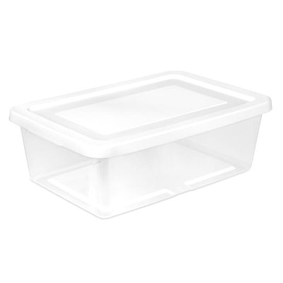 Sterilite 12 qt Clear/White Storage Box 5.375 in. H X 11.25 in. W X 16.5 in. D Stackable