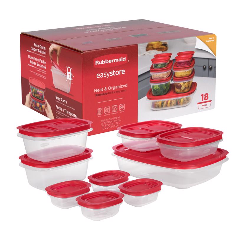 Rubbermaid Easy Store Clear Food Storage Container Set 18 pk