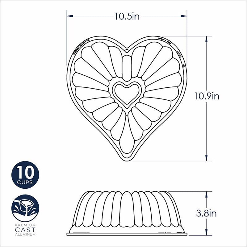 Nordic Ware 10.5 in. W X 11 in. L Heart Bundt Pan Pink