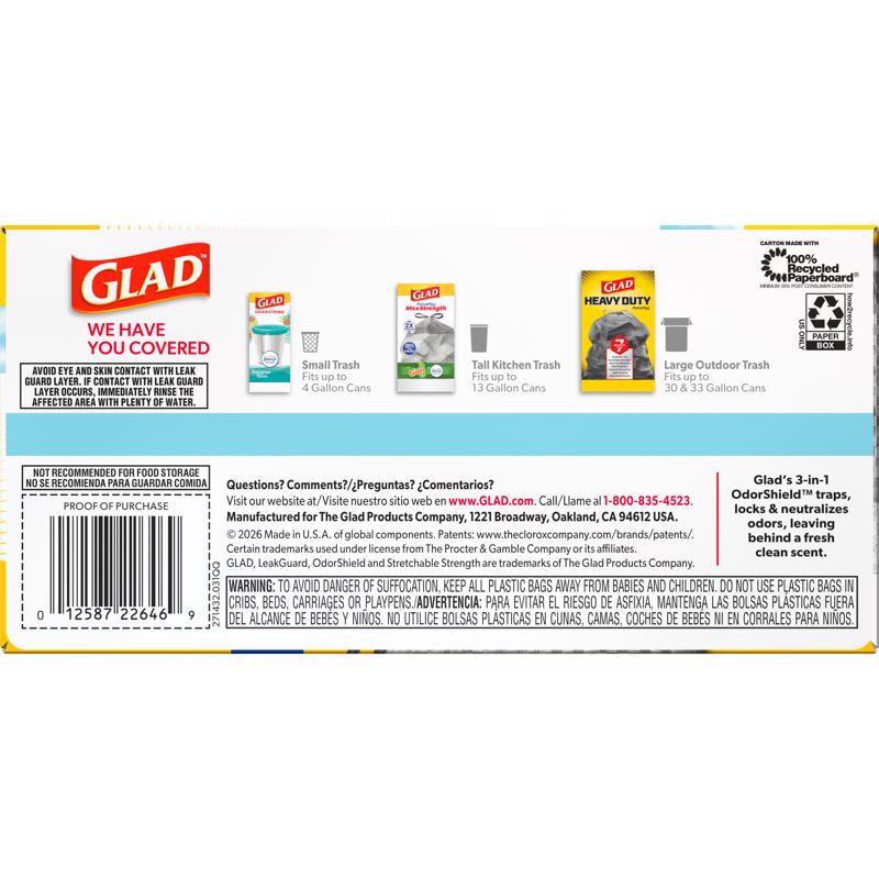 Glad LeakGuard 13 gal Fresh Kitchen Trash Bags Drawstring 34 pk