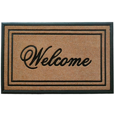 Direct Home Textiles Goup 18 in. W X 30 in. L Beige/Black Rubber Door Mat