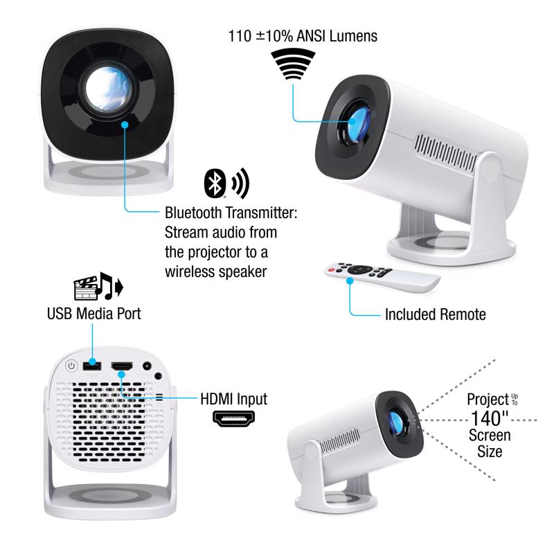GPX 140 in. Projection Portable Projector 720p