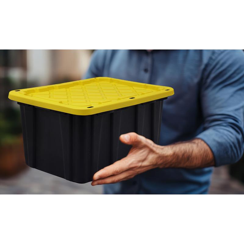 Ramtuff 2 gal Black/Yellow Storage Tote Stackable