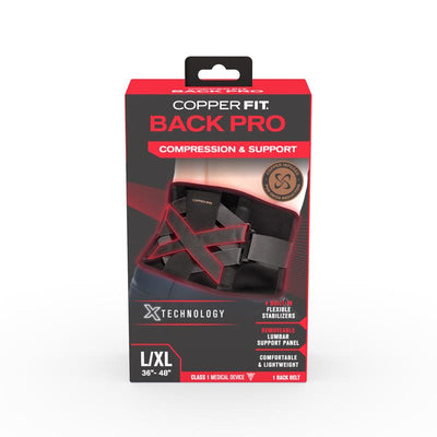 Copper Fit Back Pro Black Power X Straps Technology Compression Back Support Belt