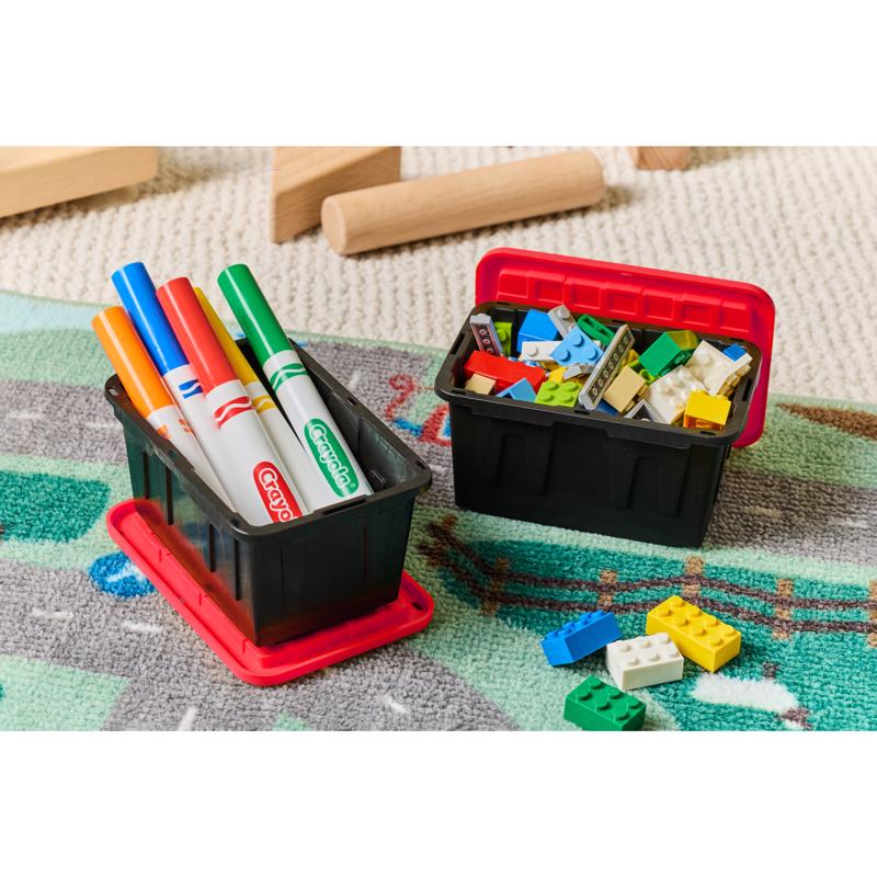 Mini Bin Black/Red Storage Tote 2.44 in. H X 3.31 in. W X 4.81 in. D Stackable