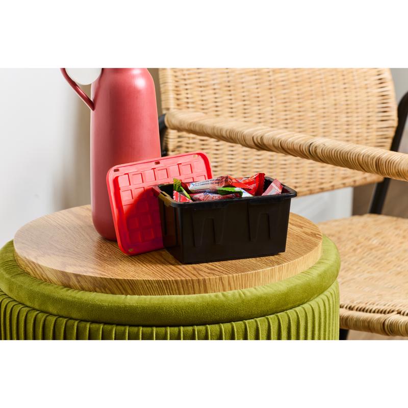 Mini Bin Black/Red Storage Tote 2.44 in. H X 3.31 in. W X 4.81 in. D Stackable