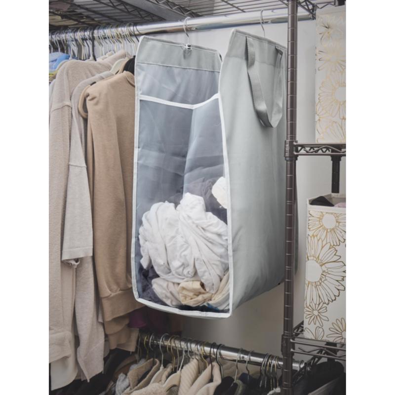 Core Home Gray Fabric Collapsible Clothes Hamper