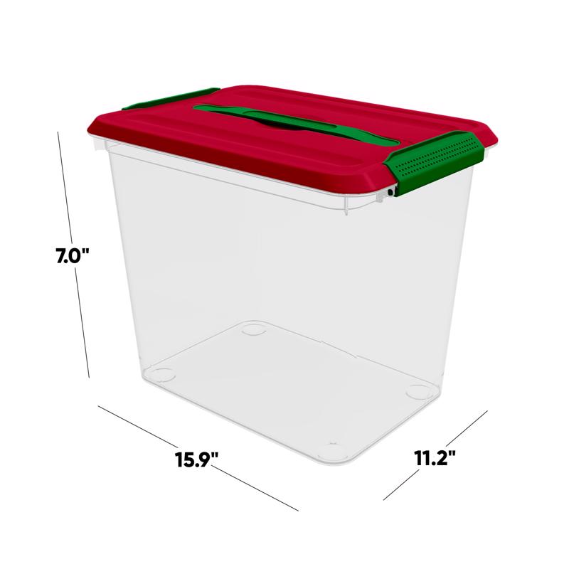 Curver Holiday 26 qt Clear/Red Latching Storage Box