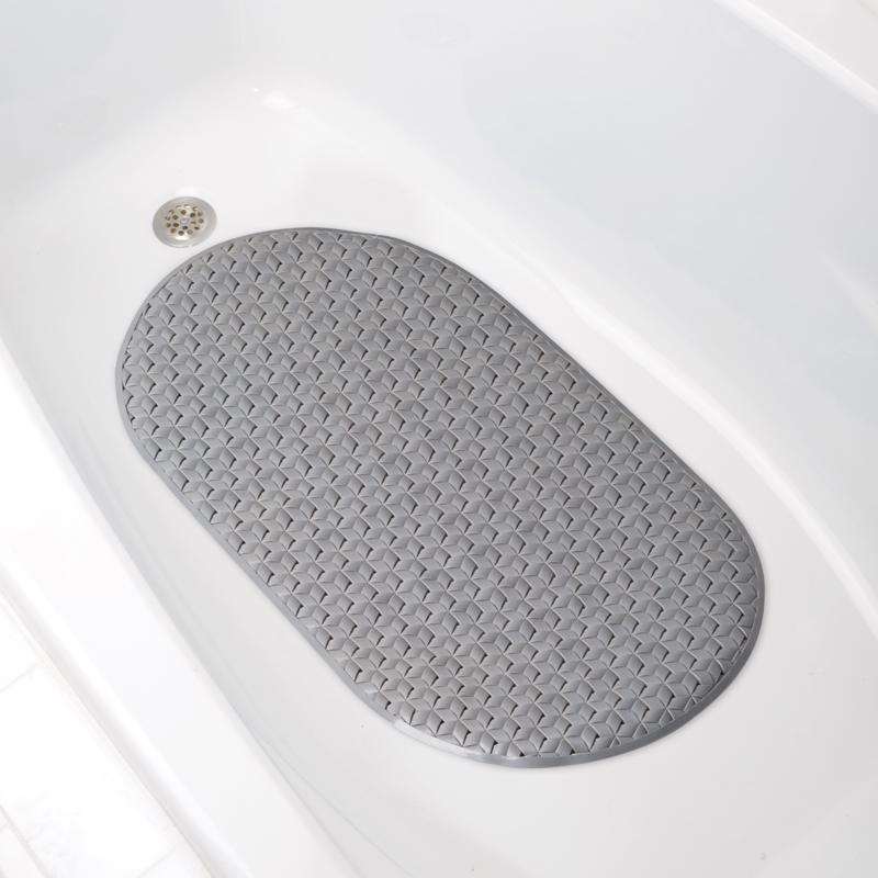 Zenna Home 27-1/2 in. L X 15-3/8 in. W Gray Thermo Plastic Elastomer Bath Mat