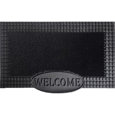 Direct Home Textiles Goup 30 in. W X 18 in. L Black Rubber Door Mat