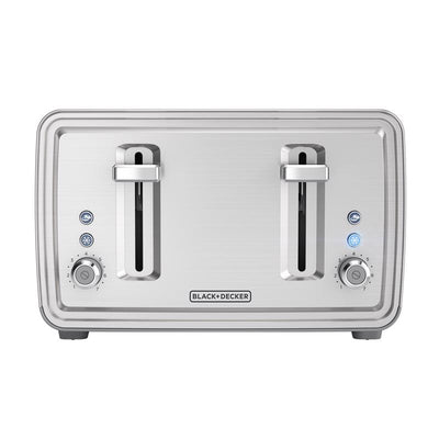 Black+Decker Stainless Steel Silver 4 slot Toaster 7.6 in. H X 11.8 in. W X 10.6 in. D