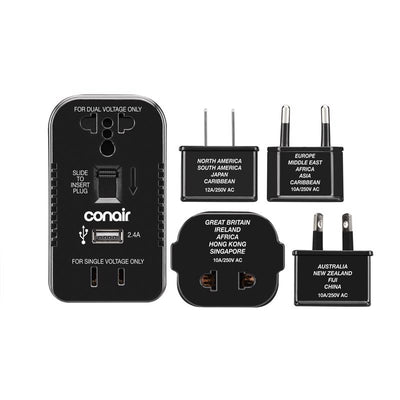 TravelSmart Type A/C/G/I For Worldwide Two Outlet Converter Set