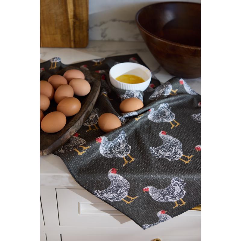 Geometry Multicolor Polyester Hen House Kitchen Towel