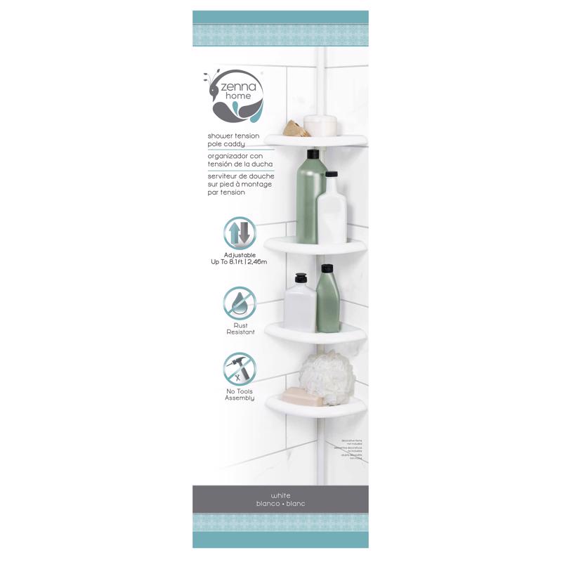 Zenna Home 97 in. H X 10.6 in. W X 7.2 in. L 4-Shelf Corner Shower Caddy