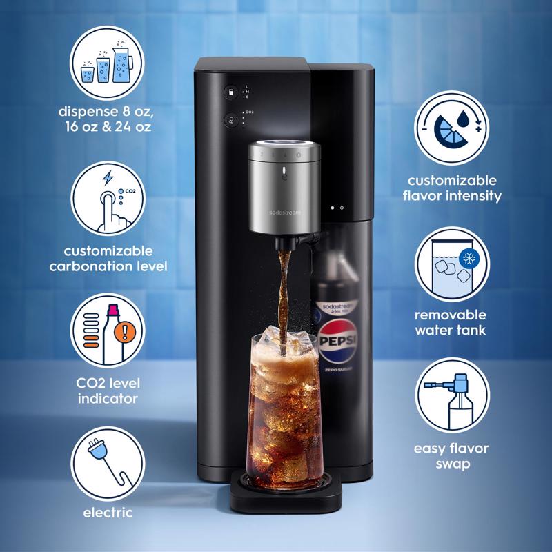 SodaStream Fountain Black 1 L Sparkling Water Maker Kit