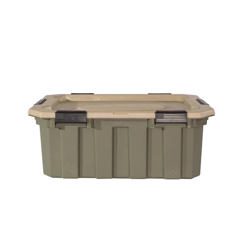 RealTree Weathermax Heavy Duty 18 gal Green Storage Tote 11.5 in. H X 31 in. W X 24 in. D Stackable