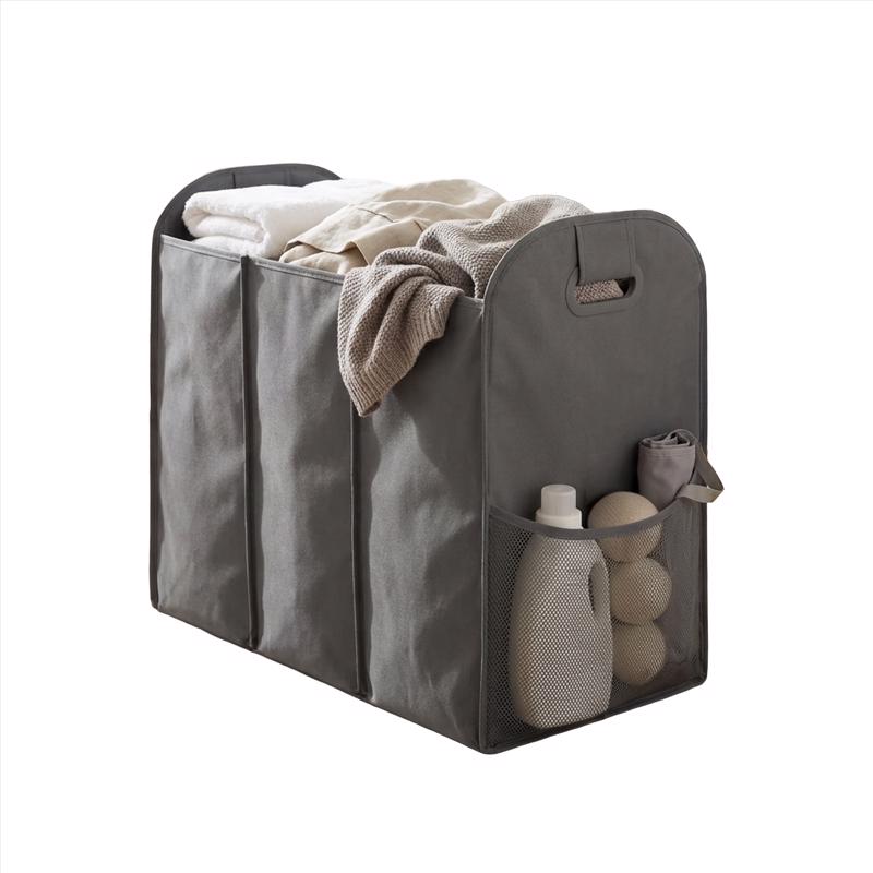 Zenna Home Light Gray Fabric Collapsible Hamper