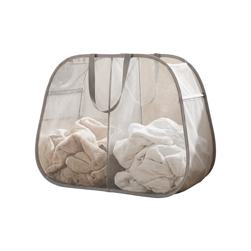 Zenna Home Gray Mesh Fabric Collapsible Clothes Hamper