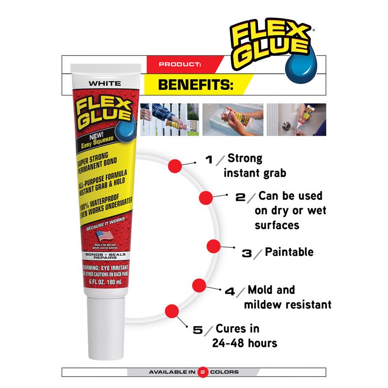 Flex Seal Family of Products Flex Glue Easy Squeeze Super Strength Rubber Clear Adhesive 2.8 fl. oz.
