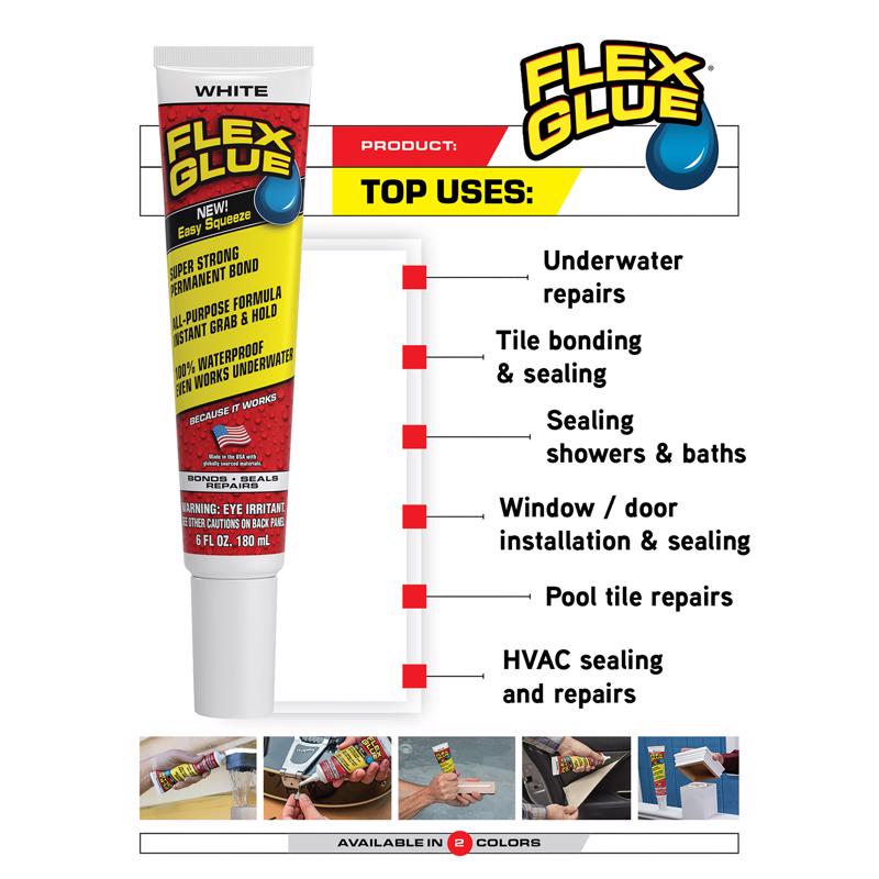 Flex Seal Family of Products Flex Glue Easy Squeeze Super Strength Rubber Clear Adhesive 2.8 fl. oz.