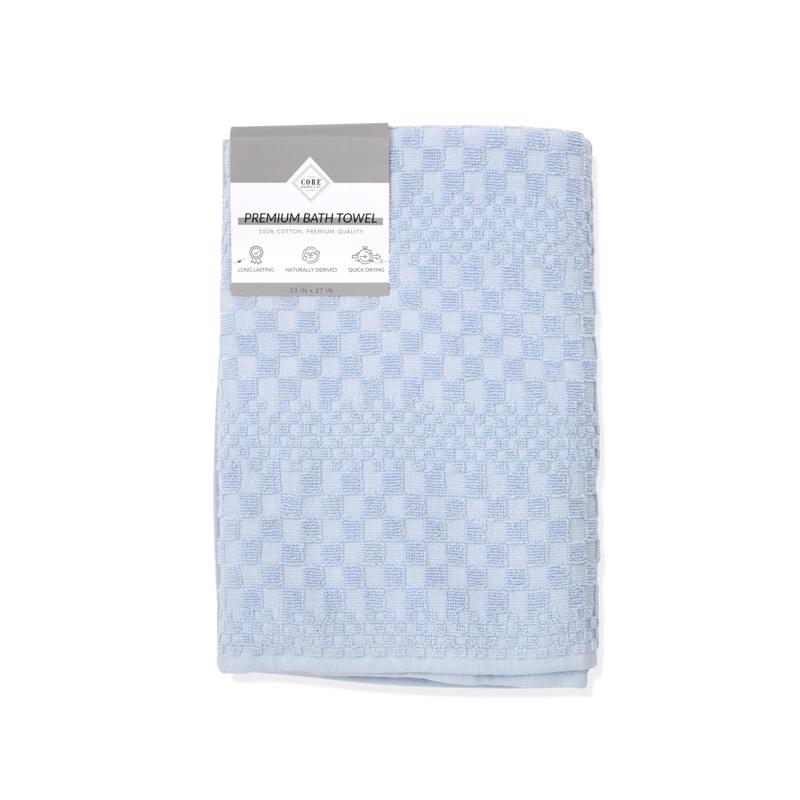 Core Home Blue Cotton Checkered Bath Towel