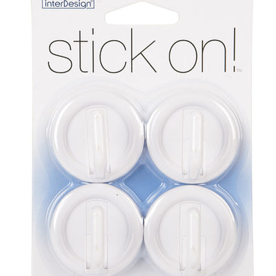 iDesign 1 in. L White Plastic Small stick on Hook 4 pk