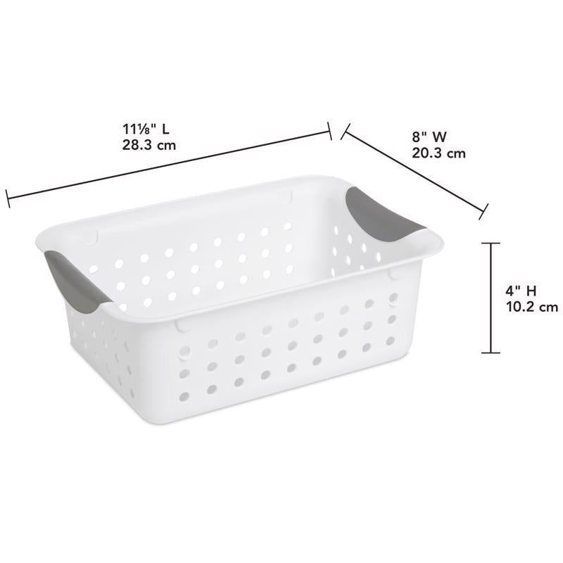 Sterilite 0.9 cu ft White Storage Bin 4 in. H X 8 in. W X 11.125 in. D Stackable