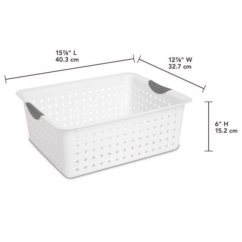 Sterilite 1.5 cu ft White Storage Bin 6 in. H X 12.875 in. W X 15.875 in. D Stackable