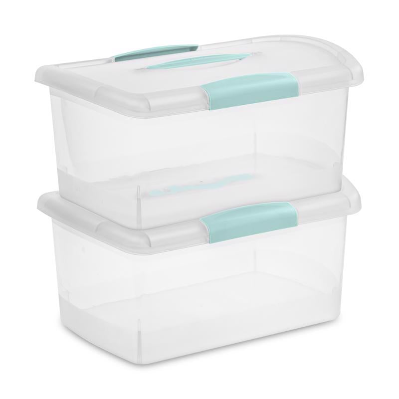 Sterilite 1.7 cu ft Blue/Clear Storage Box 7.125 in. H X 9.75 in. W X 15.25 in. D Stackable