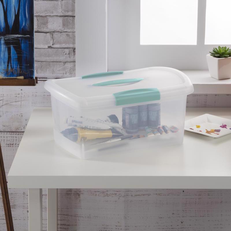 Sterilite 1.7 cu ft Blue/Clear Storage Box 7.125 in. H X 9.75 in. W X 15.25 in. D Stackable