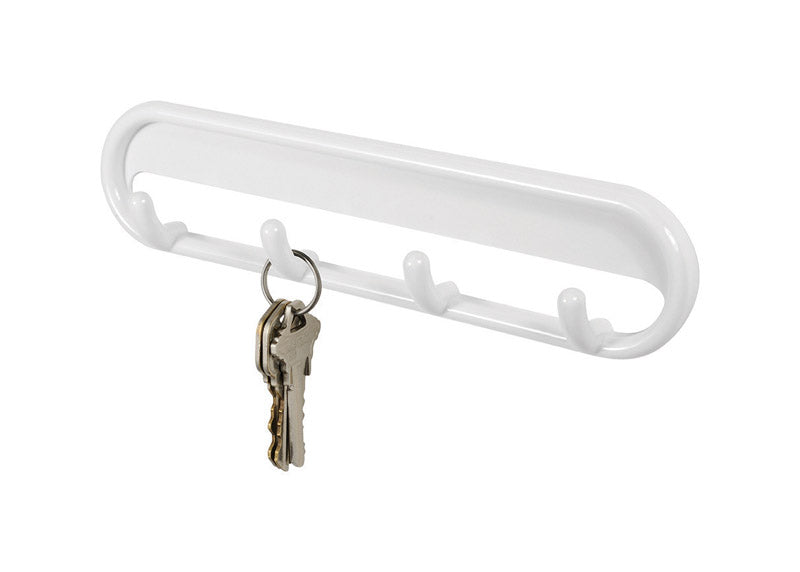 iDesign 8 in. L White Plastic Medium Multi-Purpose 4-Hook Rack