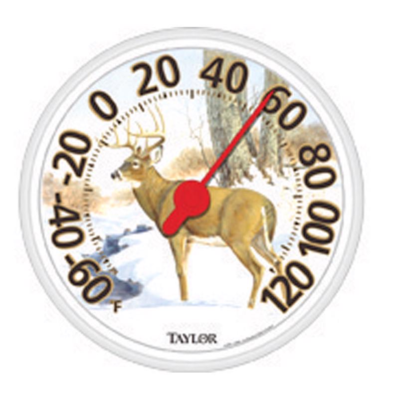 Taylor Deer Design Dial Thermometer Plastic Multicolored 13.25 in.