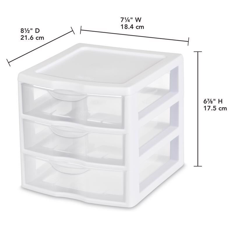 Sterilite 1.6 cu ft Clear/White Drawer Organizer 6.875 in. H X 7.25 in. W X 8.5 in. D Stackable
