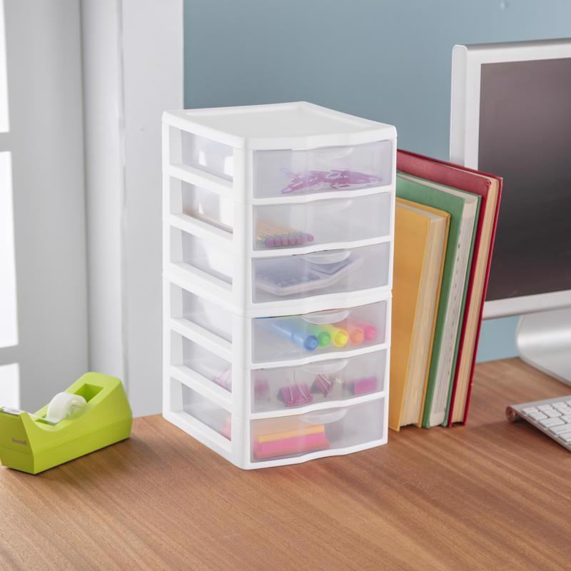 Sterilite 1.6 cu ft Clear/White Drawer Organizer 6.875 in. H X 7.25 in. W X 8.5 in. D Stackable