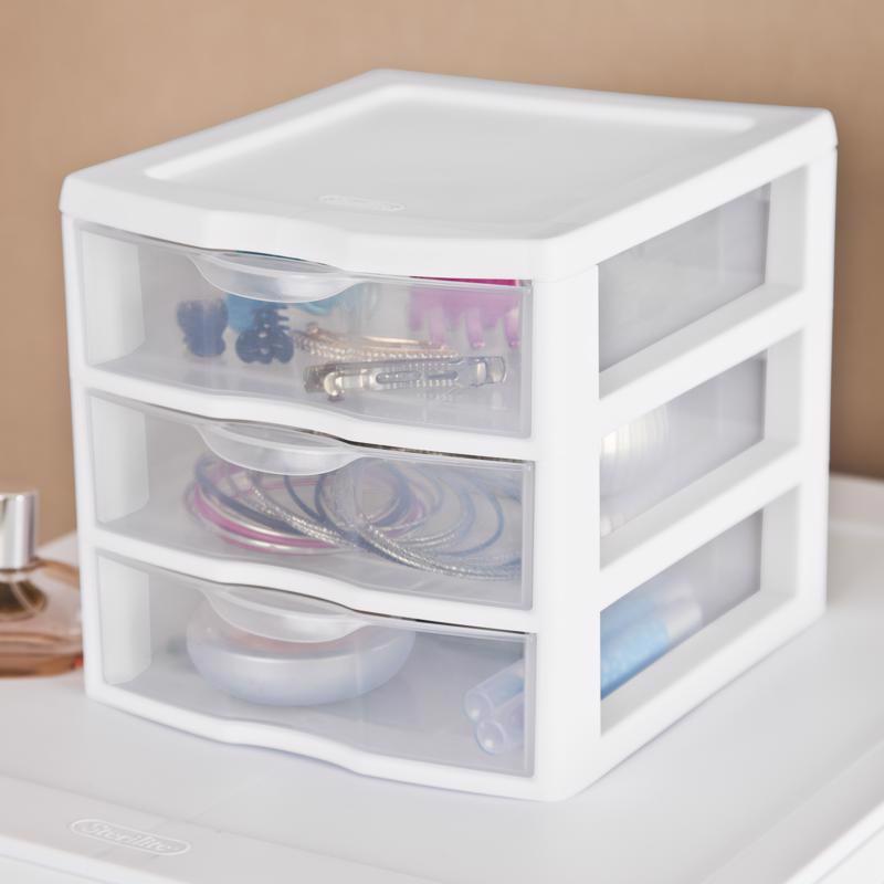 Sterilite 1.6 cu ft Clear/White Drawer Organizer 6.875 in. H X 7.25 in. W X 8.5 in. D Stackable