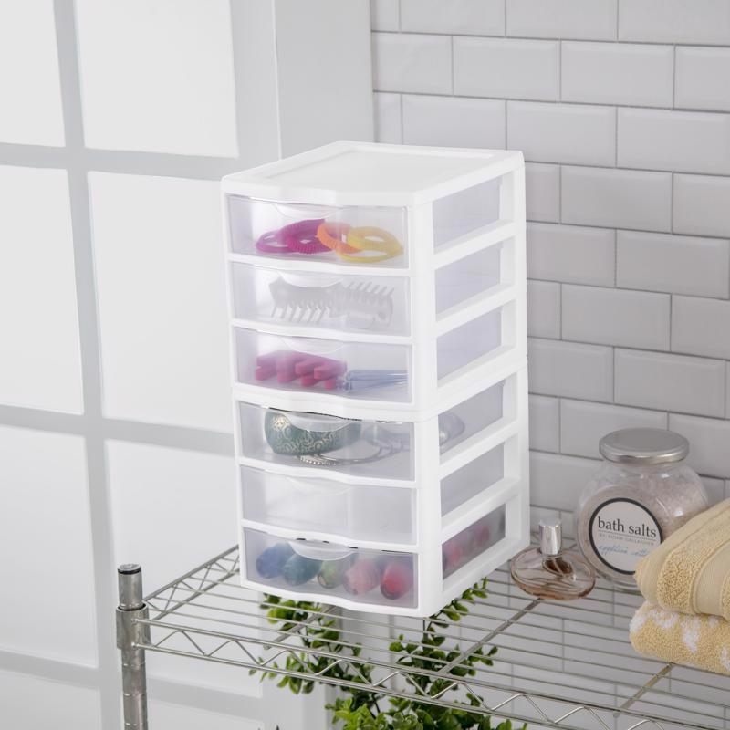 Sterilite 1.6 cu ft Clear/White Drawer Organizer 6.875 in. H X 7.25 in. W X 8.5 in. D Stackable