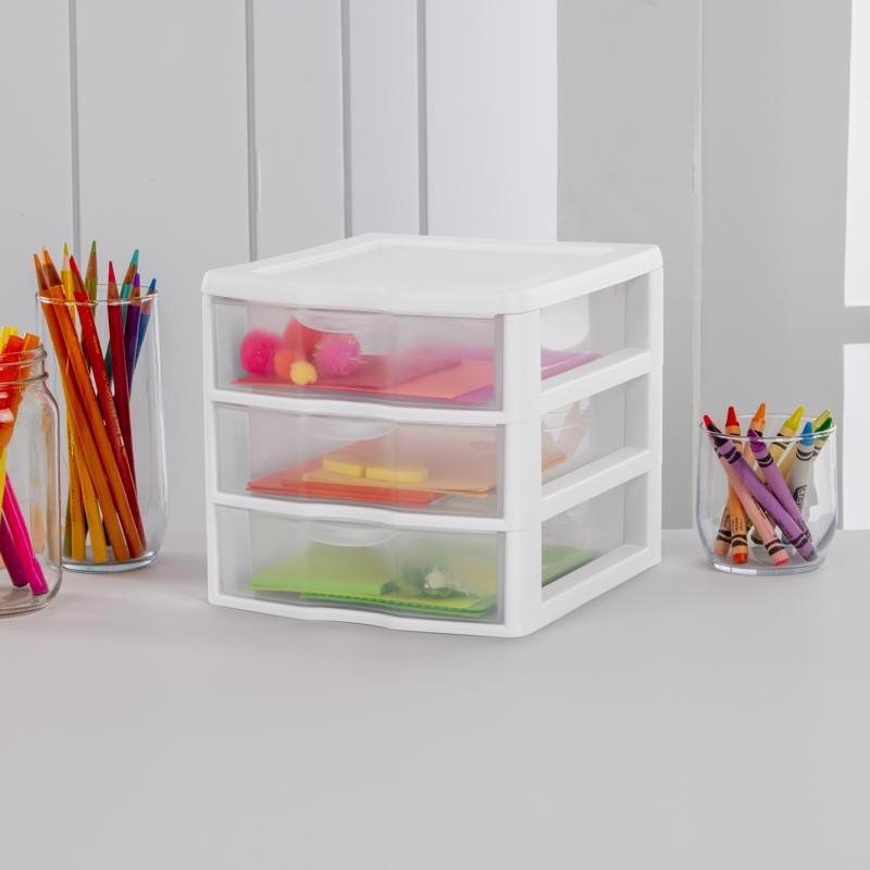 Sterilite 1.6 cu ft Clear/White Drawer Organizer 6.875 in. H X 7.25 in. W X 8.5 in. D Stackable