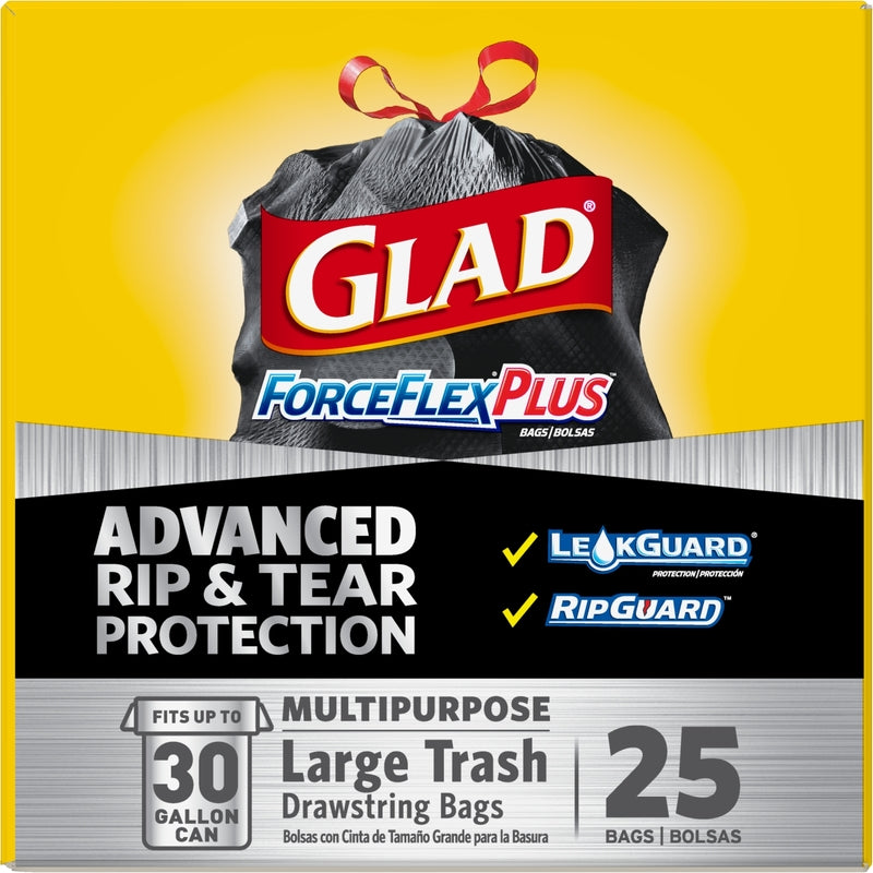 Glad ForceFlex Plus 30 gal No Scent Trash Bags Drawstring 25 pk