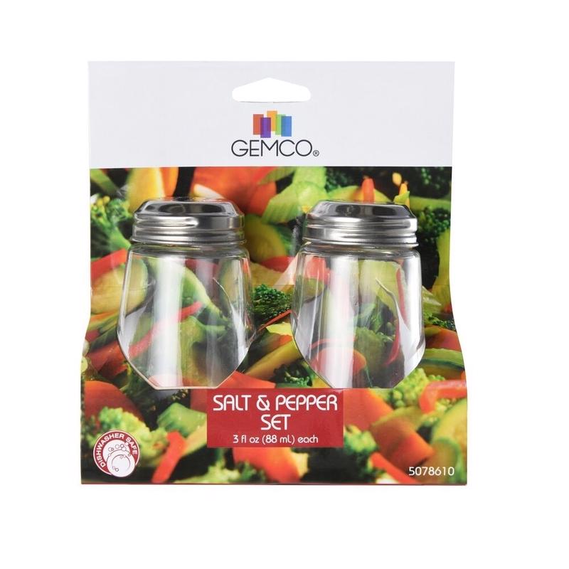 Lifetime Gemco 3 oz Clear/Silver Glass Bevelled Salt and Pepper Set 2 pk
