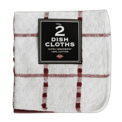 Ritz Paprika Cotton Check/Solid Dish Cloth 2 pk