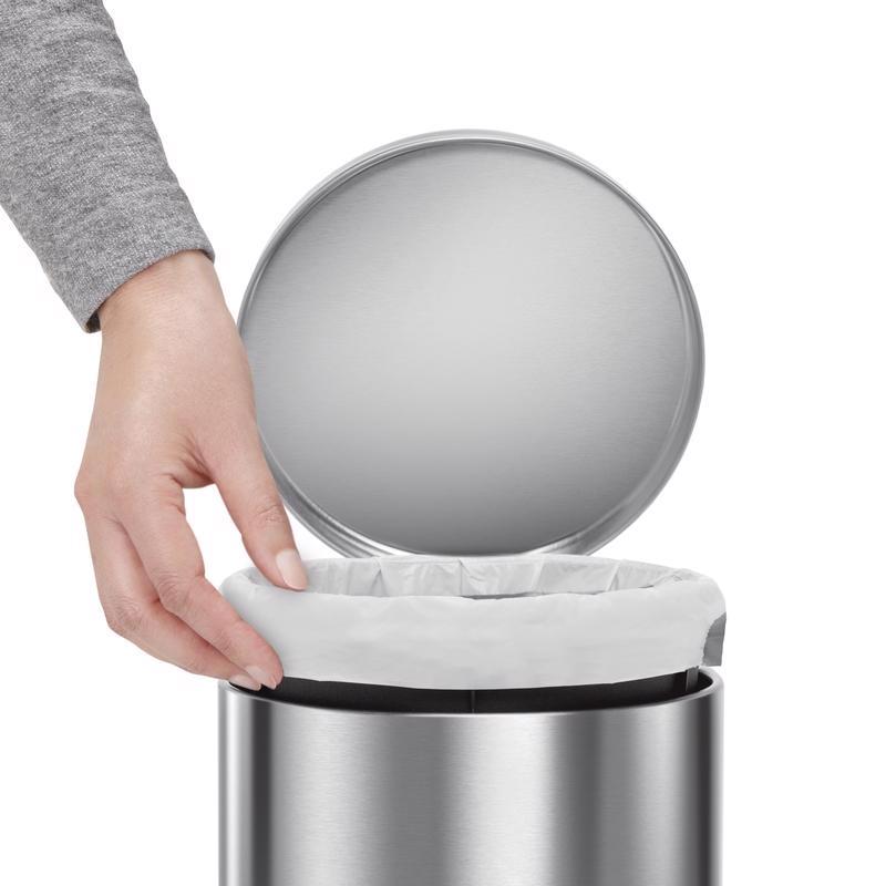 Simplehuman 4.5 L Silver Stainless Steel Mini Round Step Wastebasket
